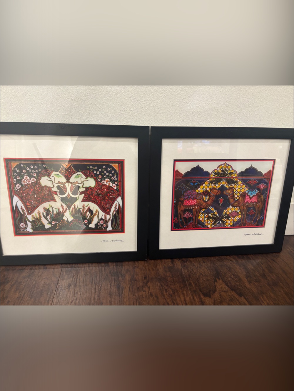 Vintage Mara Abboud Signed Framed Lithographs Set of 2